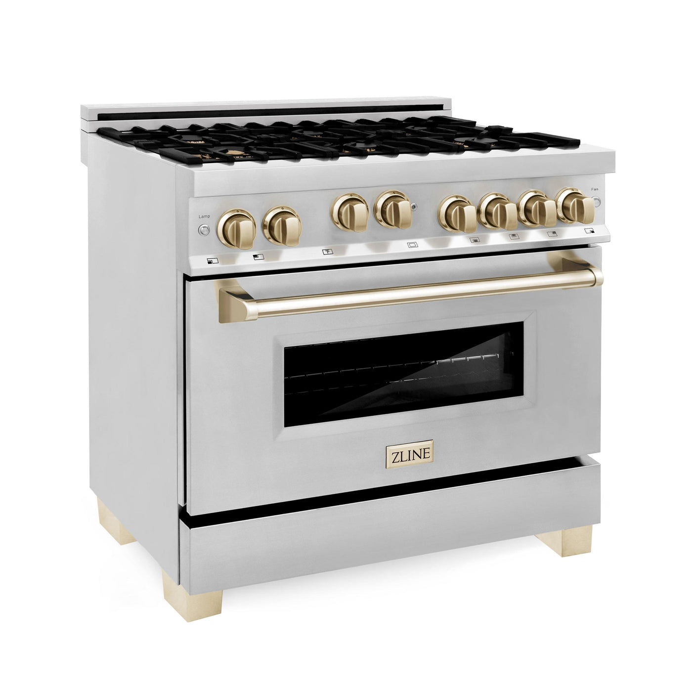 ZLINE Autograph Edition 36" 4.6 cu. ft. Range with Gas Stove and Gas Oven in Stainless Steel with Accents (RGZ-36) [Color: Champagne Bronze]