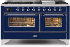 Majestic II 60 Inch Dual Fuel Liquid Propane Freestanding Range in Blue with Chrome Trim