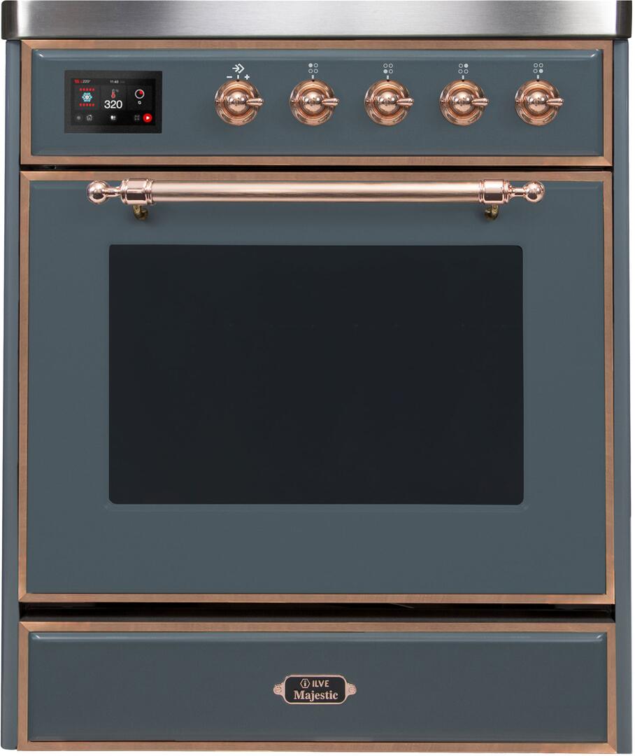 Majestic II 30 Inch Electric Freestanding Range in Blue Grey with Copper Trim