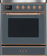 Majestic II 30 Inch Electric Freestanding Range in Blue Grey with Copper Trim