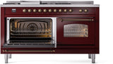 Nostalgie II 60 Inch Dual Fuel Liquid Propane Freestanding Range in Burgundy with Bronze Trim