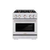 ZLINE 30 in. 4.2 cu. ft. Select Gas Range with Convection Gas Oven in DuraSnow' Stainless Steel with 4 Brass Burners (HGRS-BR-30)