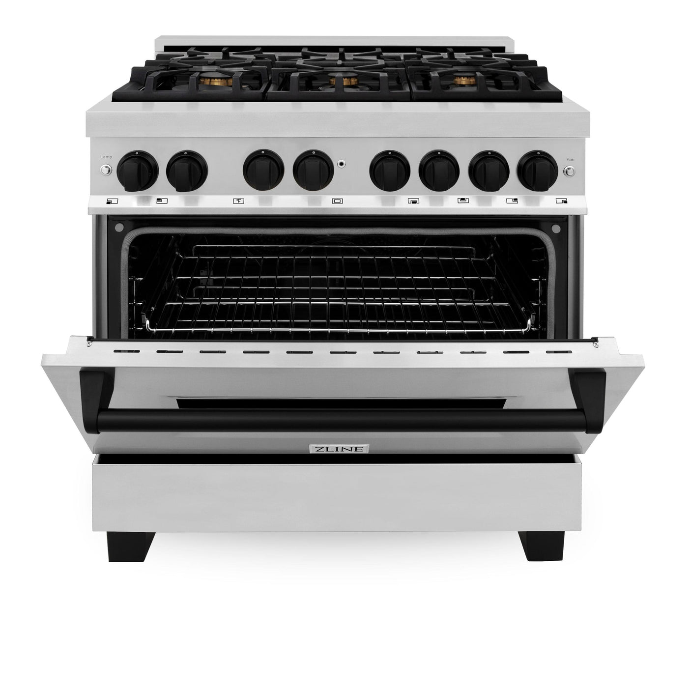 ZLINE Autograph Edition 36" 4.6 cu. ft. Dual Fuel Range with Gas Stove and Electric Oven in Stainless Steel with Accents (RAZ-36) [Color: Matte Black]