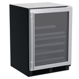 24-In Built-In Dual Zone Wine And Beverage Center with Door Style - Stainless Steel Frame Glass