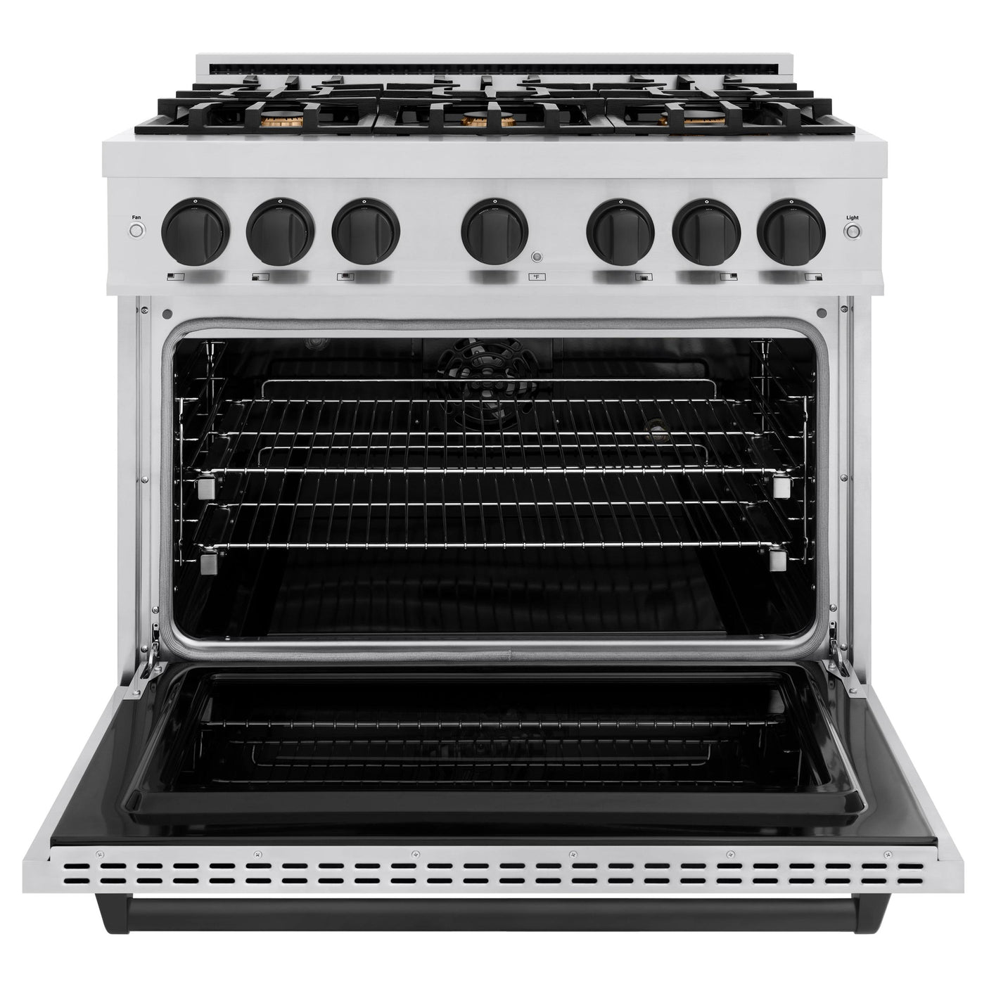 ZLINE Autograph Edition 36 in. 5.2 cu. ft. Classic Dual Fuel Range with 6 Burner Gas Cooktop and Electric Convection Oven in Stainless Steel with Matte Black Accents (CDRZ-36-MB)