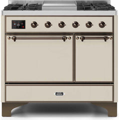 Majestic II 40 Inch Dual Fuel Natural Gas Freestanding Range in Antique White with Bronze Trim