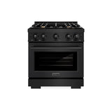 ZLINE 30 in. 4.2 cu. ft. Select Gas Range with Convection Gas Oven in Black Stainless Steel with 4 Brass Burners (HGRB-BR-30)