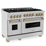 ZLINE Autograph Edition 48" 6.0 cu. ft. Range with Gas Stove and Gas Oven in DuraSnow Stainless Steel with Accents (RGSZ-SN-48) [Color: Champagne Bronze]