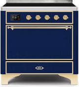 Majestic II 36 Inch Electric Freestanding Range in Blue with Brass Trim