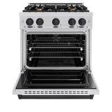 ZLINE Autograph Edition 30 in. 4.2 cu. ft. Classic Dual Fuel Range with 4 Burner Gas Cooktop and Electric Convection Oven in Stainless Steel with Matte Black Accents (CDRZ-30-MB)