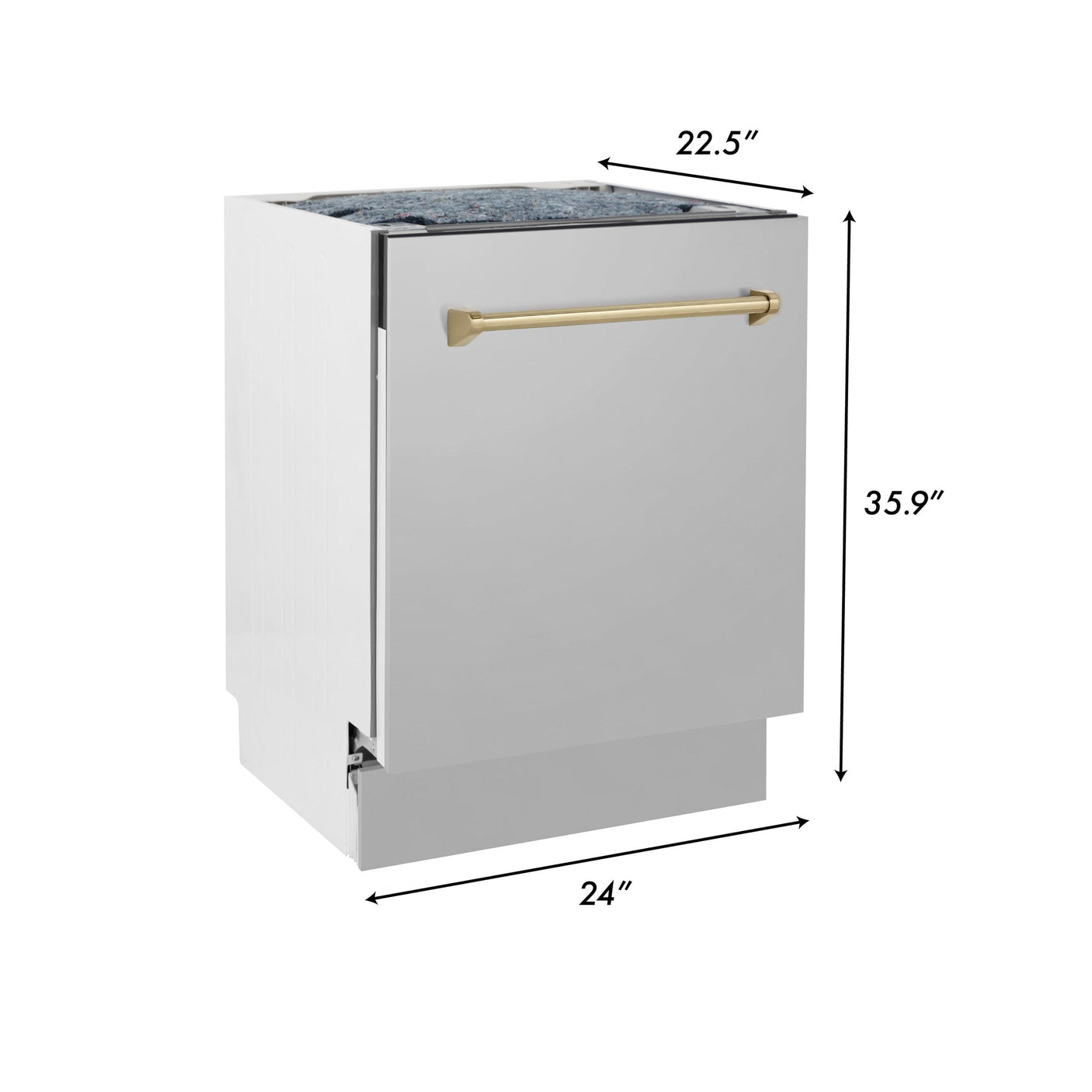 ZLINE Autograph Edition 24" 3rd Rack Top Control Tall Tub Dishwasher in Stainless Steel with Accent Handle, 51dBa (DWVZ-304-24) [Color: Champagne Bronze]