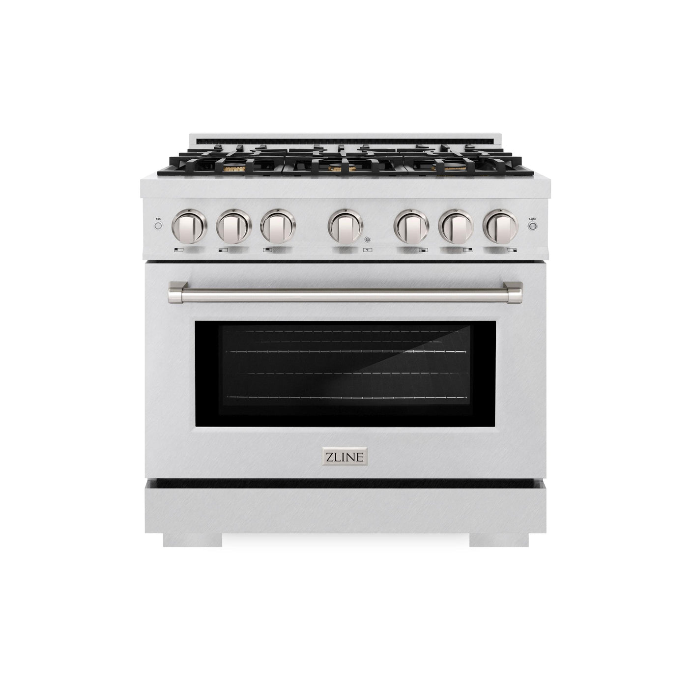 ZLINE 36 in. 5.2 cu. ft. Select Gas Range with Convection Gas Oven in DuraSnow' Stainless Steel with 6 Brass Burners (HGRS-BR-36)