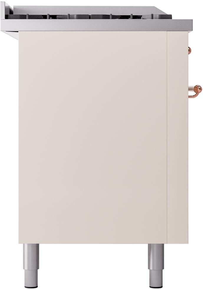 Nostalgie II 60 Inch Dual Fuel Liquid Propane Freestanding Range in Antique White with Copper Trim