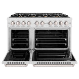 ZLINE 48 in. 6.7 cu. ft. Classic Double Oven Gas Range in DuraSnow' Stainless Steel with 8 Brass Burners (CGRS-BR-48)