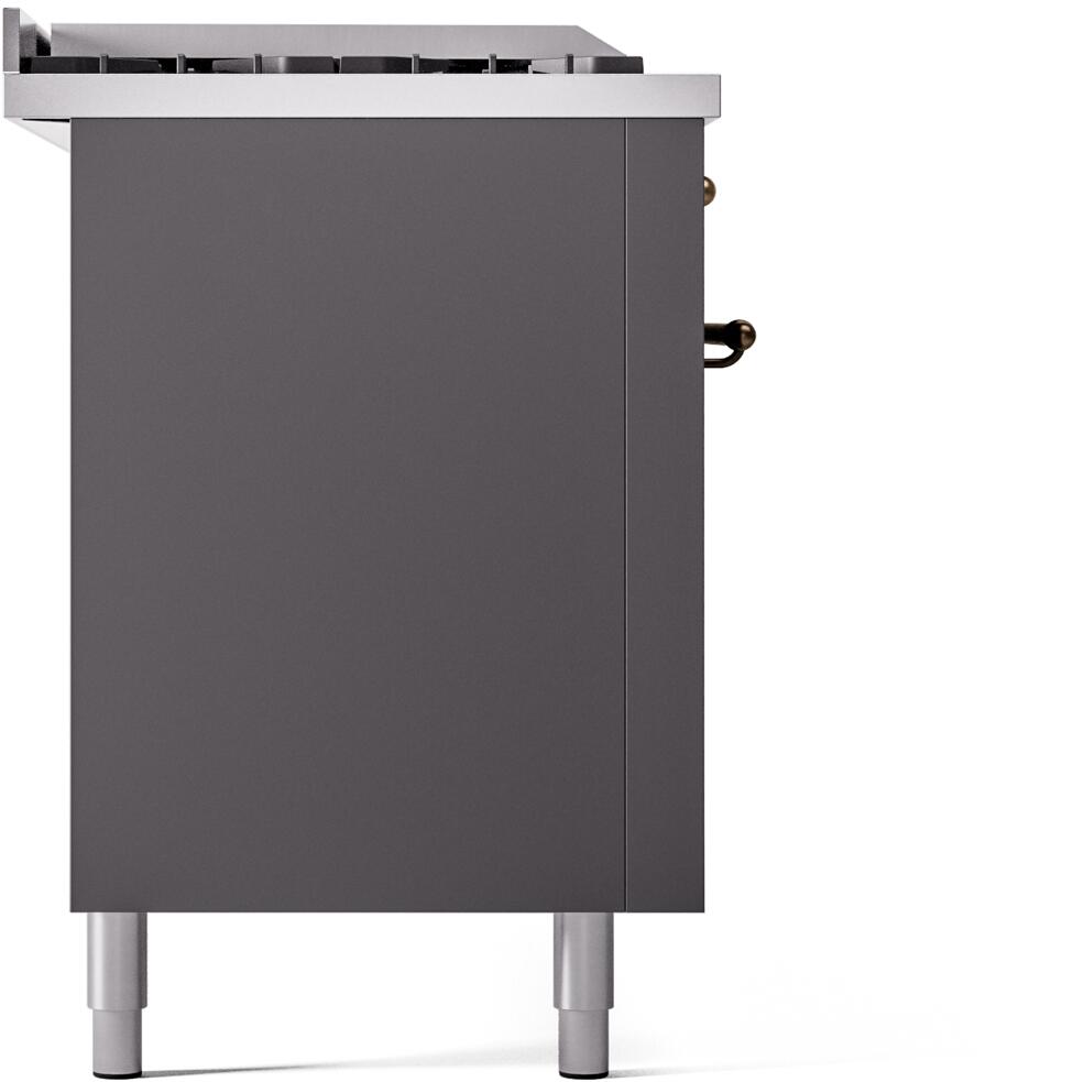 Nostalgie II 60 Inch Dual Fuel Liquid Propane Freestanding Range in Matte Graphite with Bronze Trim