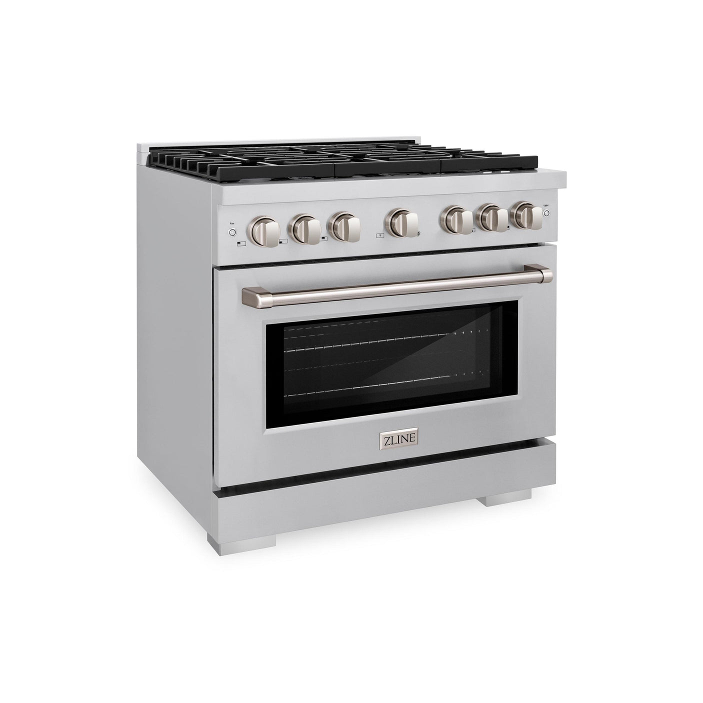 ZLINE 36 in. 5.2 cu. ft. Paramount Dual Fuel Range with Gas Cooktop and Electric Convection Oven in Stainless Steel with 6 Brass Burners (SDR-BR-36)