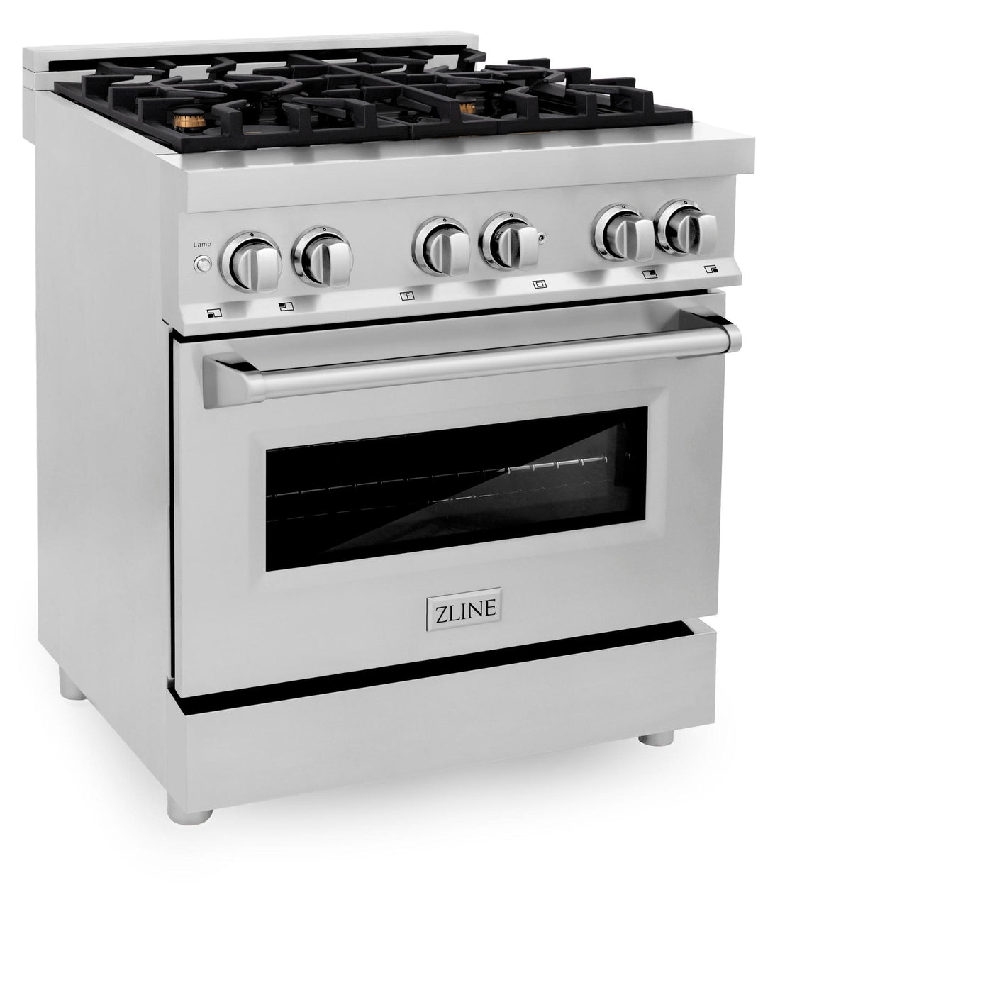 ZLINE 30 in. Dual Fuel Range with Gas Stove and Electric Oven in Stainless Steel (RA30) [Color: Stainless Steel With Brass Burners]