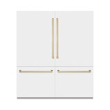 ZLINE Autograph Edition 72 in. 39.6 cu. ft. French Door Built-In Bottom Freezer Refrigerator with Water Dispensers and Ice Makers in White Matte with Graphite Gray Interior and Champagne Bronze Accents (GRBITZ-WM-72-CB)