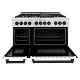 ZLINE Autograph Edition 48" 6.0 cu. ft. Dual Fuel Range with Gas Stove and Electric Oven in DuraSnow Stainless Steel with White Matte Door with Accents (RASZ-WM-48) [Color: Matte Black]