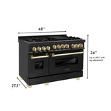 ZLINE Autograph Edition 48" 6.0 cu. ft. Range with Gas Stove and Gas Oven in Black Stainless Steel with Accents (RGBZ-48) [Color: Champagne Bronze]