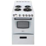 Avanti 20" Electric Range Oven with Framed Glass Door - White / 2.1 cu. ft.