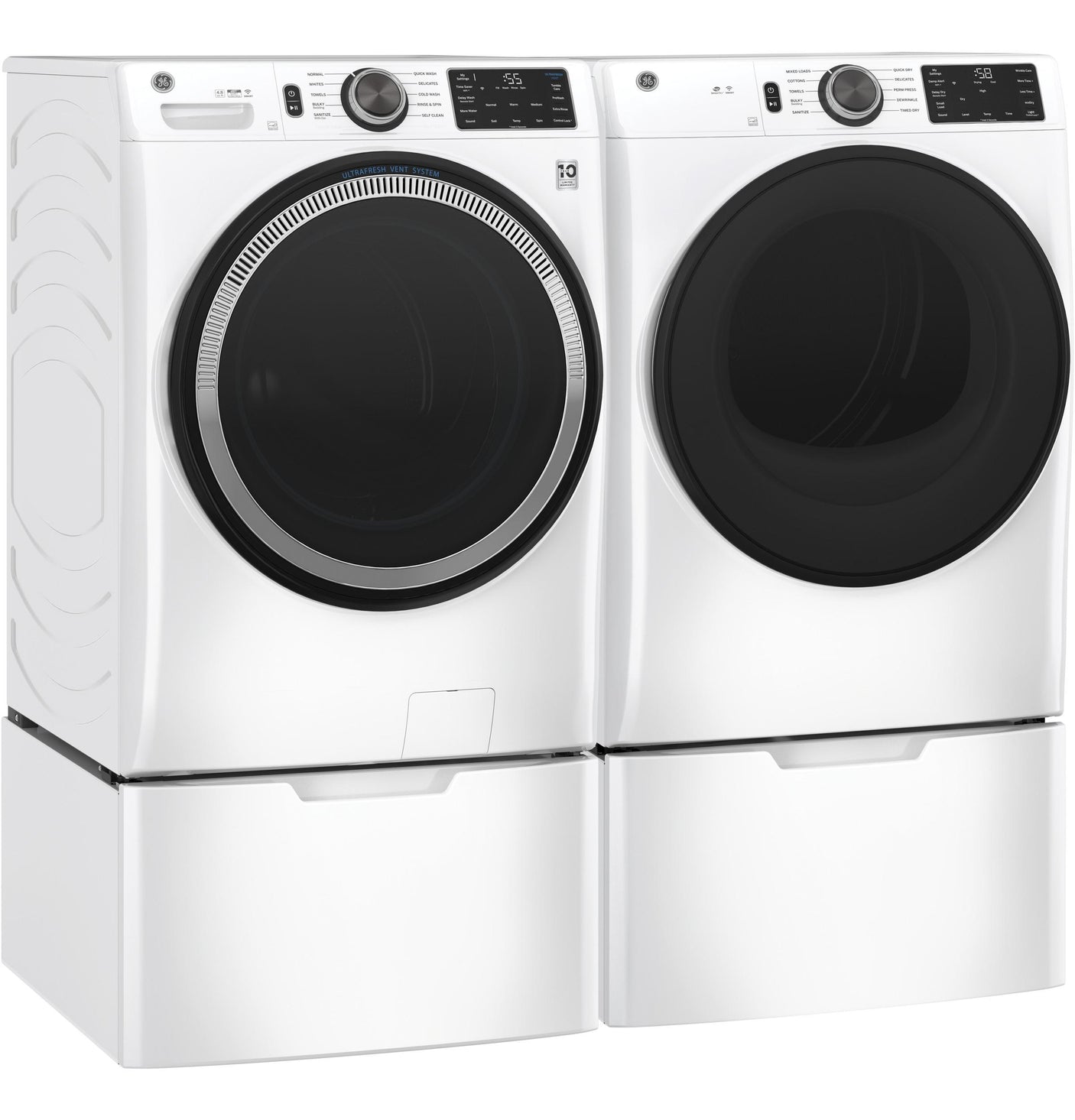 GE® ENERGY STAR 4.8 cu. ft. Capacity Smart Front Load ® Washer with UltraFresh Vent System with OdorBlock™ and Sanitize w/Oxi