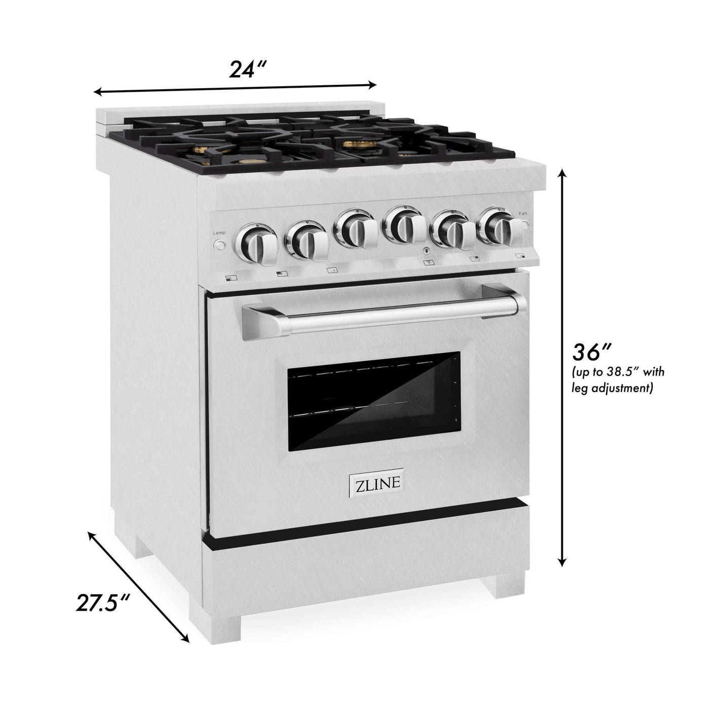 ZLINE 24 in. 2.8 cu. ft. Range with Gas Stove and Gas Oven in DuraSnow Stainless Steel (RGS-SN-24) [Color: Red Gloss]