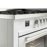 Professional Plus II 60 Inch Dual Fuel Natural Gas Freestanding Range in White with Trim