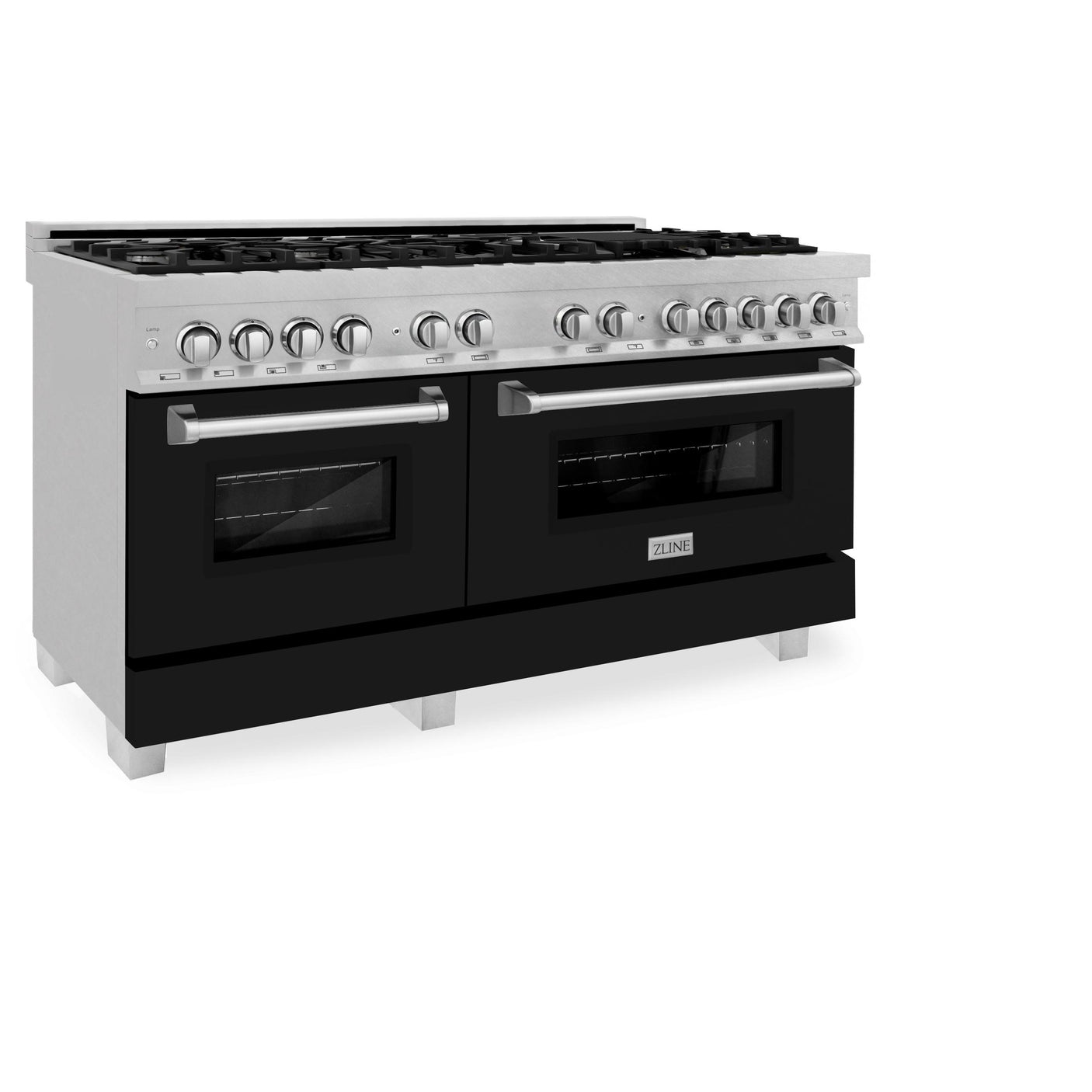 ZLINE 60 in. 7.4 cu. ft. Dual Fuel Range with Gas Stove and Electric Oven in DuraSnow Stainless Steel and Colored Door Options (RAS-60) [Color: DuraSnow Stainless Steel with Black Matte Door]