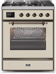 Majestic II 30 Inch Dual Fuel Natural Gas Freestanding Range in Antique White with Bronze Trim