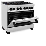 ZLINE Autograph Edition 36" 4.6 cu. ft. Dual Fuel Range with Gas Stove and Electric Oven in Stainless Steel with Accents (RAZ-36) [Color: Matte Black]