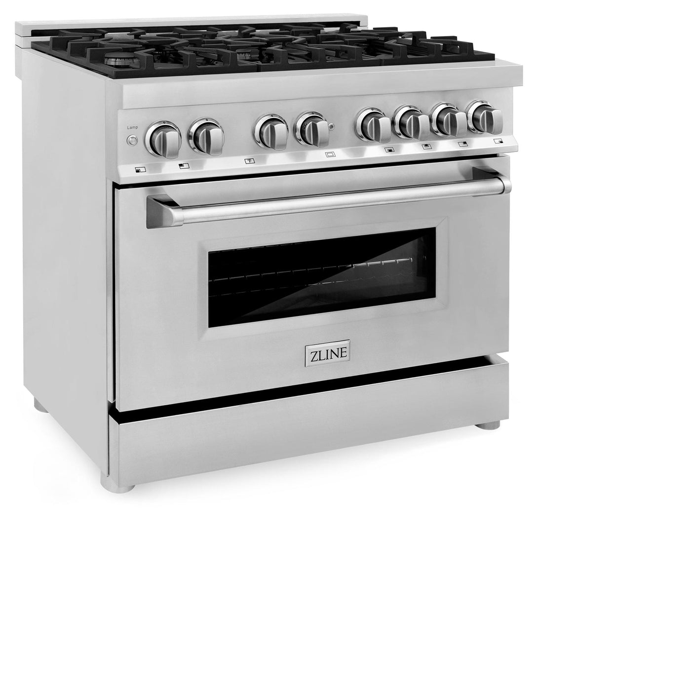 ZLINE 36 in. Dual Fuel Range with Gas Stove and Electric Oven in Stainless Steel (RA36) [Color: Blue Gloss]