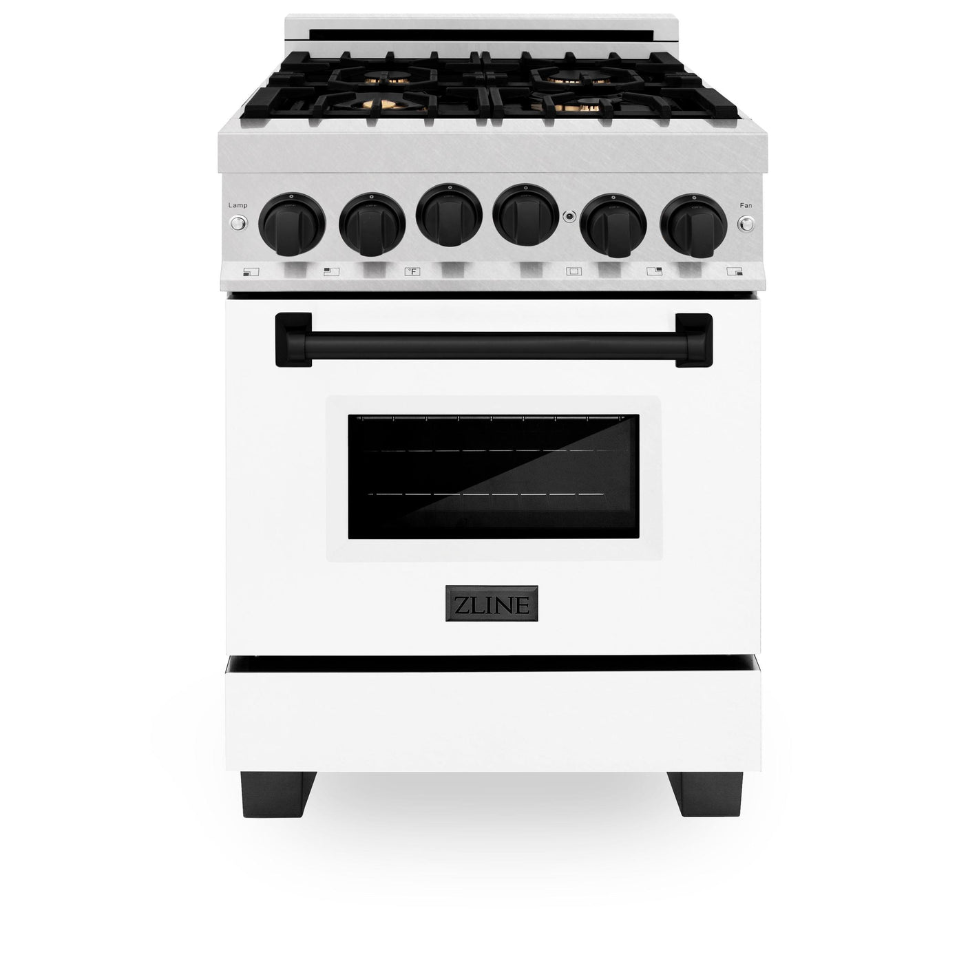 ZLINE Autograph Edition 24" 2.8 cu. ft. Range with Gas Stove and Gas Oven in DuraSnow Stainless Steel with White Matte Door and Accents (RGSZ-WM-24) [Color: Champagne Bronze]