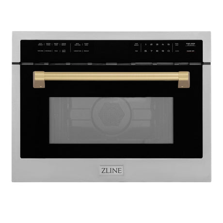 ZLINE Autograph Edition 24" 1.6 cu ft. Built-in Convection Microwave Oven in Stainless Steel and Champagne Bronze Accents (MWOZ-24-CB)