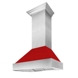 ZLINE Ducted DuraSnow Stainless Steel Range Hood with Red Matte Shell (8654RM)