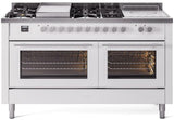 Professional Plus II 60 Inch Dual Fuel Natural Gas Freestanding Range in White with Trim