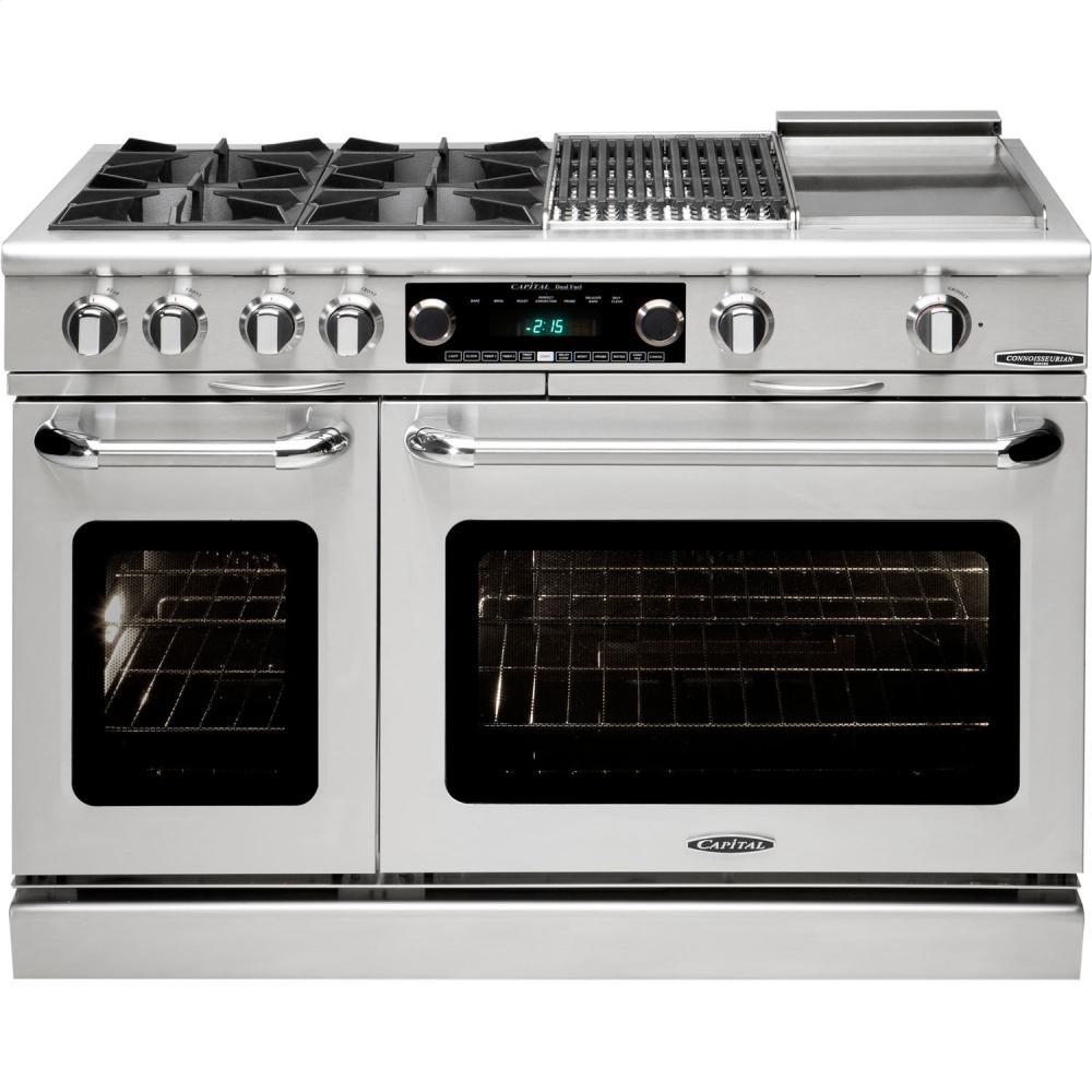 48" Range w/4 Sealed Burners @ 19K BTU's/hr + 12" Broil Burner & Griddle