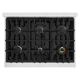 ZLINE 36 in. 5.2 cu. ft. Select Gas Range with 6 Burner Cooktop and Convection Gas Oven in DuraSnow' Stainless Steel (HGRS-36)