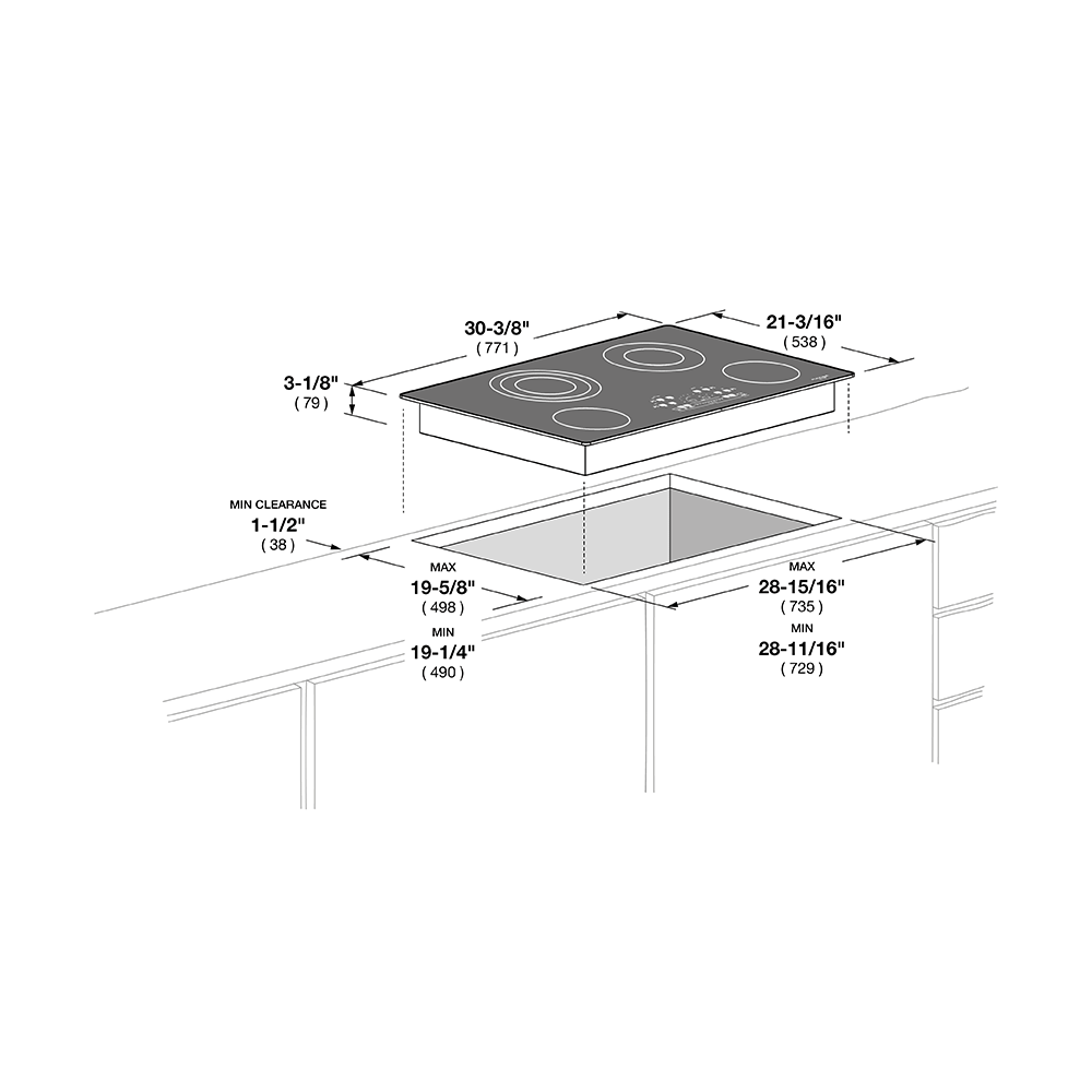 30" RADIANT COOKTOP WITH BRUSHED ALUMINUM TRIM