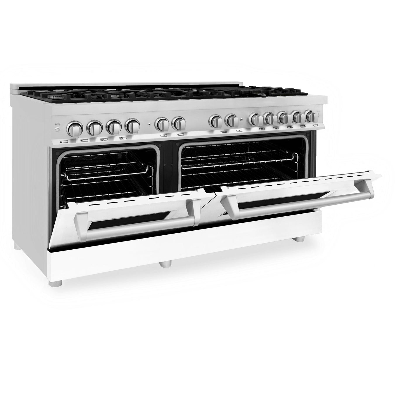 ZLINE 60 in. 7.4 cu. ft. Dual Fuel Range with Gas Stove and Electric Oven in Stainless Steel with Color Options (RA60) [Color: White Matte]