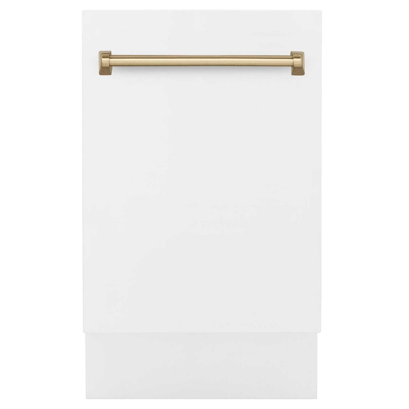 ZLINE Autograph Edition 18" Compact 3rd Rack Top Control Dishwasher in White Matte with Accent Handle, 51dBa (DWVZ-WM-18) [Color: Champagne Bronze]