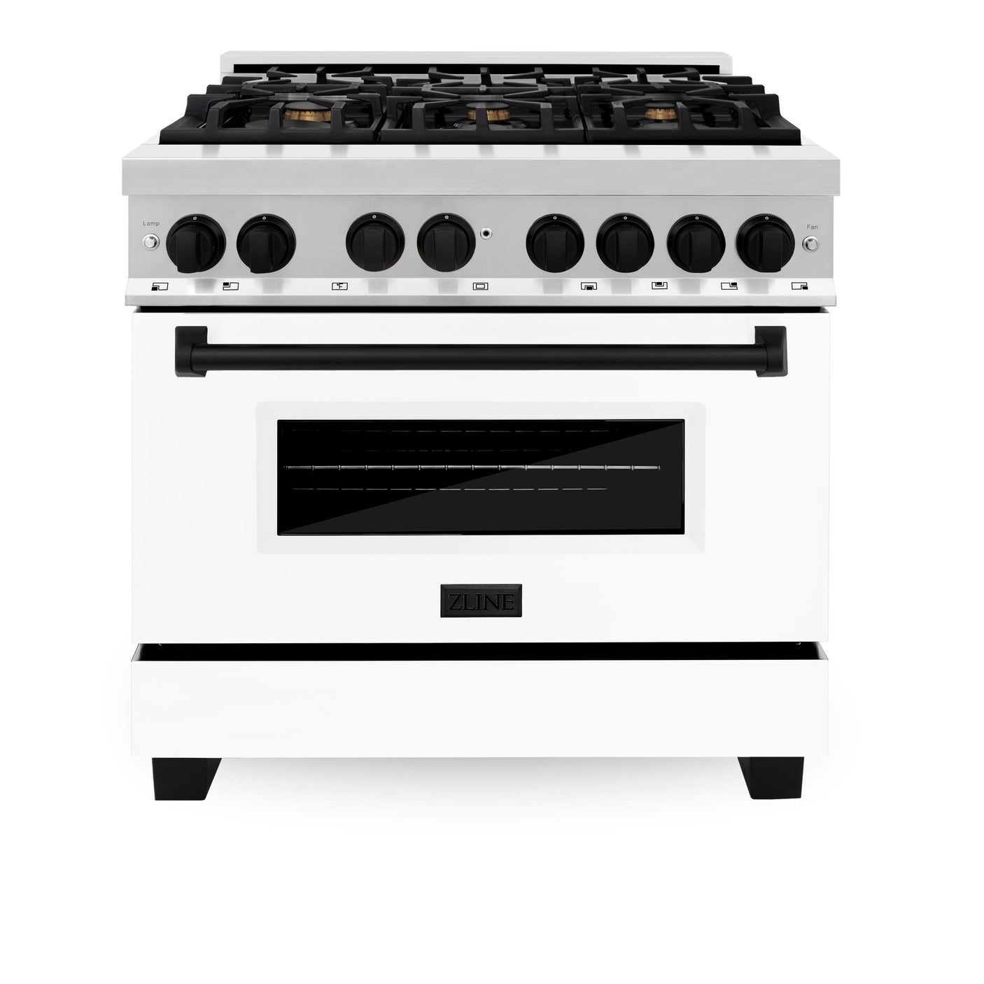 ZLINE Autograph Edition 36" 4.6 cu. ft. Dual Fuel Range with Gas Stove and Electric Oven in Stainless Steel with White Matte Door and Accents (RAZ-WM-36) [Color: Matte Black]