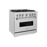 ZLINE 36 in. 5.2 cu. ft. Classic Gas Range with Convection Gas Oven in DuraSnow' Stainless Steel with 6 Brass Burners (CGRS-BR-36)