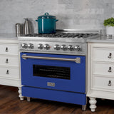 ZLINE 30 in. 4.0 cu. ft. Dual Fuel Range with Gas Stove and Electric Oven in All DuraSnow Stainless Steel with Color Door Options (RAS-SN-30) [Color: Blue Matte]