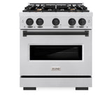 ZLINE Autograph Edition 30 in. 4.2 cu. ft. Classic Dual Fuel Range with 4 Burner Gas Cooktop and Electric Convection Oven in DuraSnow' Stainless Steel with Matte Black Accents (CDRSZ-30-MB)