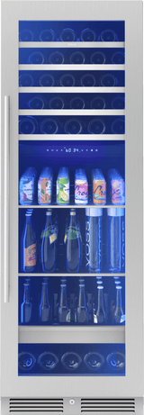 Presrv Wine and Beverage Cooler, 24in, Full Size, SS+Glass, Reversible Door, 2 Zones