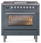 Professional Plus II 36 Inch Dual Fuel Natural Gas Freestanding Range in Blue Grey with Trim