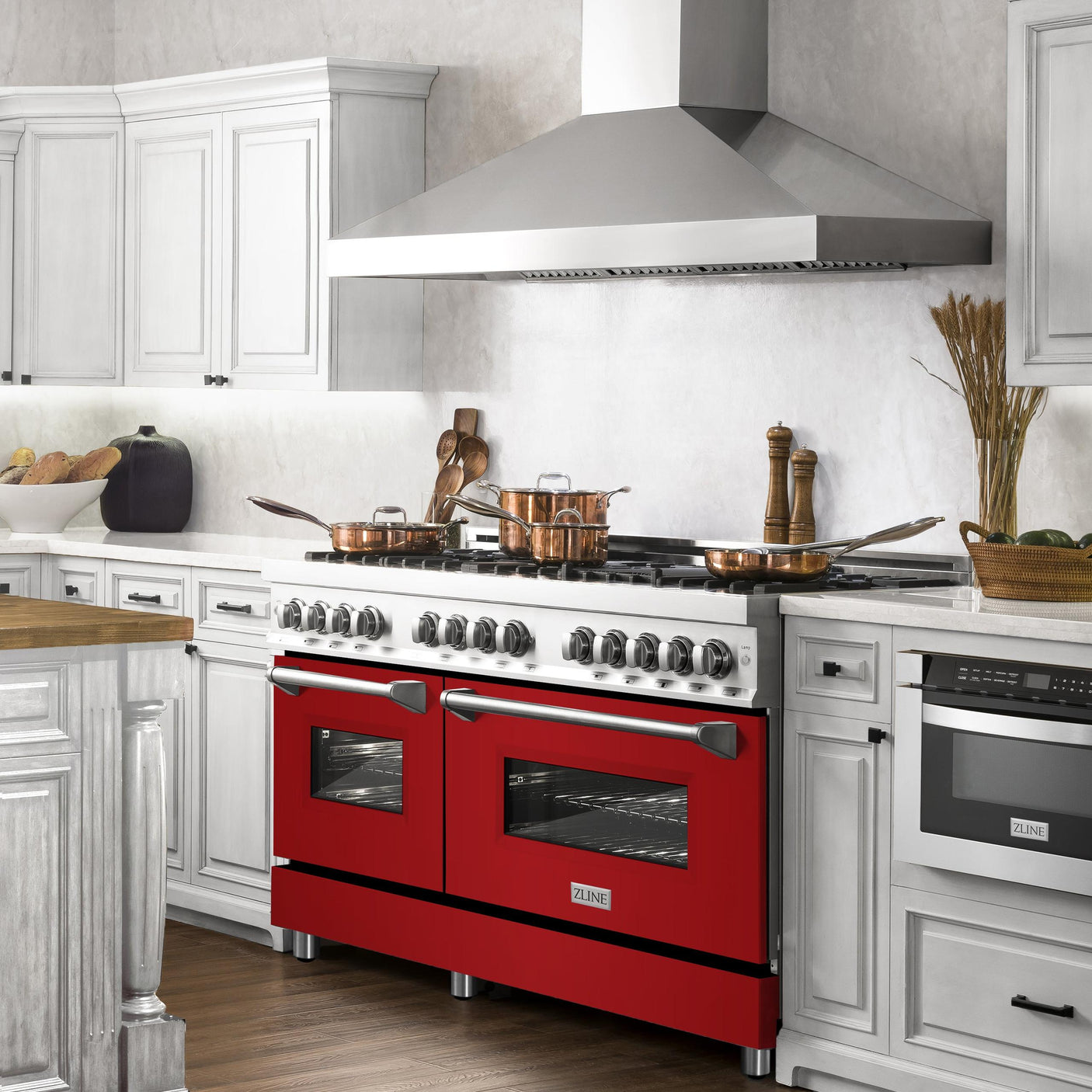 ZLINE 60 in. 7.4 cu. ft. Dual Fuel Range with Gas Stove and Electric Oven in Stainless Steel with Color Options (RA60) [Color: Red Gloss]