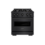 ZLINE 30 in. 4.2 cu. ft. Classic Dual Fuel Range with 4 Burner Gas Cooktop and Electric Convection Oven in Black Stainless Steel (CDRB-30)