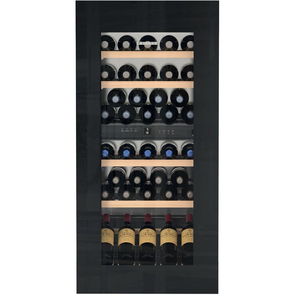 24" Fully Integrated Black Glass Door Tip Open 51 Bottles 2 Zone Wine